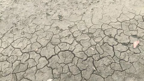 Cracked dry earth texture during drought and climate change. Stock Photos