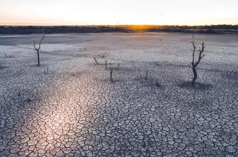 Cracked earth, desertification process,abstract background Stock Photos