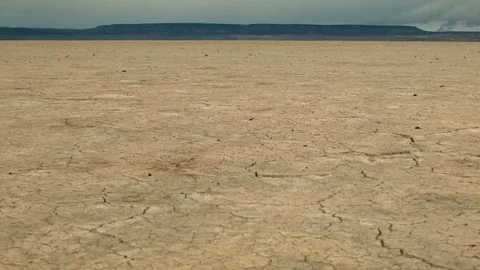 Cracked earth dry drought macro playa plain 3 Alvord Desert Steens Mountain Near Stock Footage 81611099