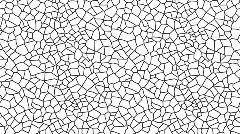 Cracked earth mosaic pattern with thin black geometric lines on white backg.. Stock Illustration