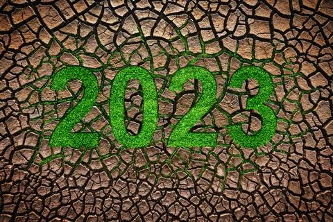Cracked Earth Pattern Texture, 2023 Happy new year background Foto stock
