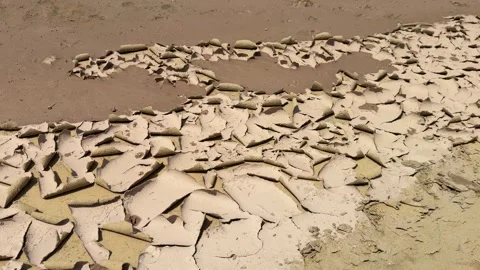 Cracked Earth Texture, Arid Land Surface Background Stock Footage 320355477