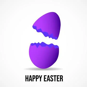 Cracked easter egg isolated on white background. Realistic egg shells. Vector Stock Illustration