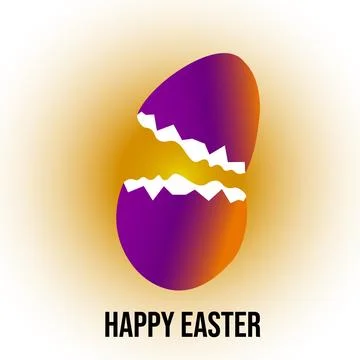 Cracked easter egg isolated on white background. Realistic egg shells. Vector Stock Illustration