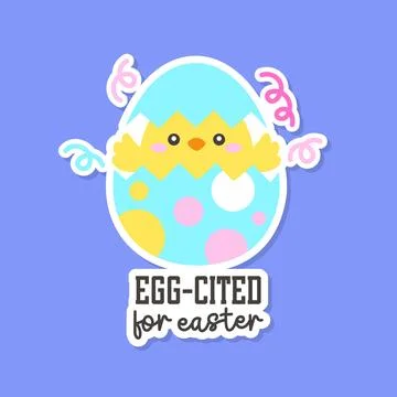 Cracked Easter Egg with Peeking Chick Stock Illustration
