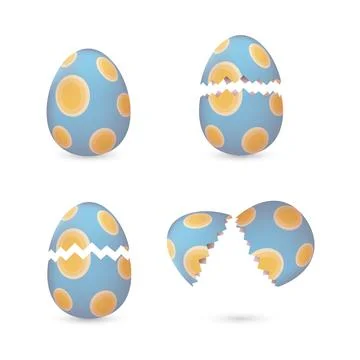 Cracked easter eggs with ovals set Stock Illustration