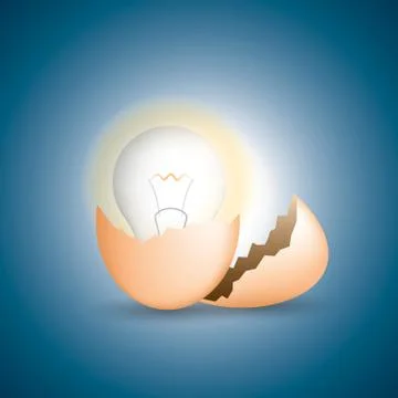 Cracked egg and get light bulb, idea and business concept Stock Illustration