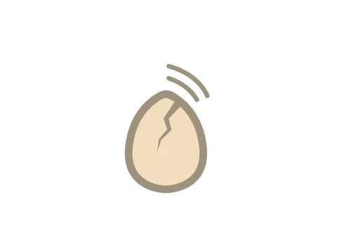 Cracked egg and hearing a chick voice inside for logo design Stock Illustration