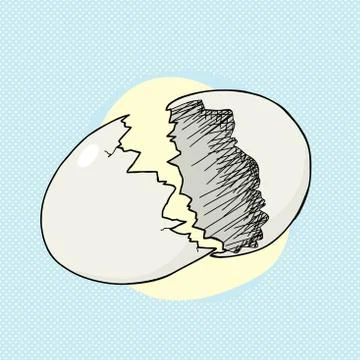 Cracked egg on blue Stock Illustration
