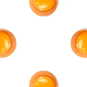 Cracked egg with egg shell, egg yolk and egg white isolated on white backgrou Stock Photos