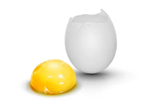 Cracked egg with egg yolk Stock Illustration