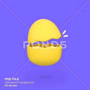 Cracked Egg Hatching isolated 3d render icon illustration PSD Template