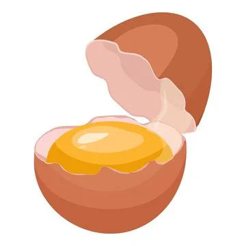 Cracked egg icon cartoon vector. Broken eggshell Stock Illustration