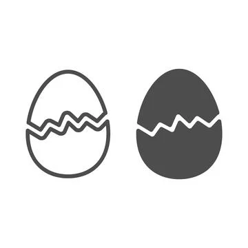 Cracked Egg line and solid icon, Happy Easter concept, Happy Easter greeting Stock Illustration