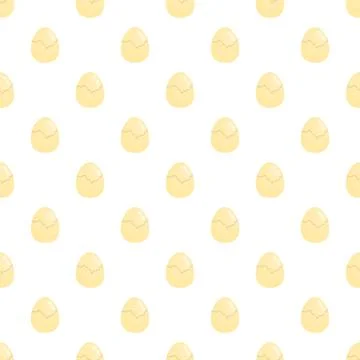 Cracked egg seamless pattern on white background Illustrazione stock