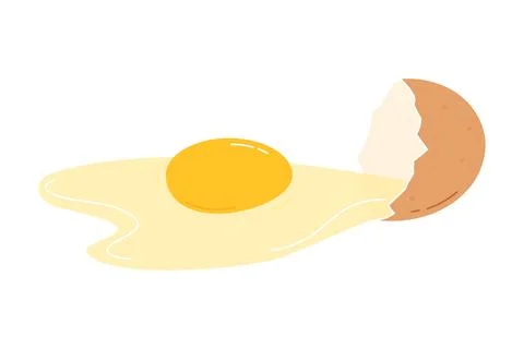 Cracked egg with shell and yolk. Flat illustration 스톡 일러스트