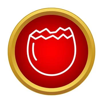 Cracked egg shell breaking out red button Stock Illustration