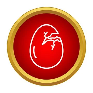 Cracked egg shell outline icon red circle Illustrazione stock