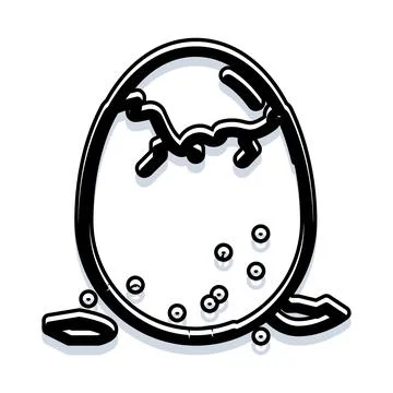 Cracked egg shell with small debris breaking Illustrazione stock