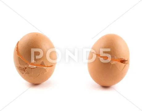 Cracked egg shells isolated Stock Photos