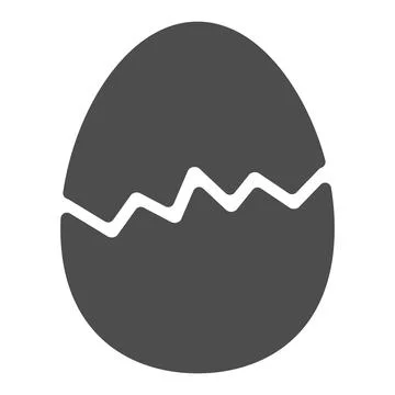 Cracked Egg solid icon, Happy Easter concept, Happy Easter greeting card sign on Illustrazione stock