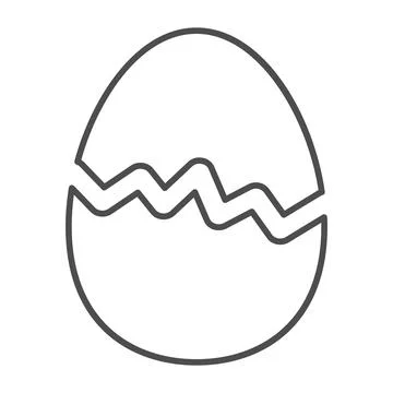Cracked Egg thin line icon, Happy Easter concept, Happy Easter greeting card Stock Illustration