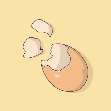 Cracked Egg Vector Icon Illustration with Outline for Design Element, Clip .. Illustrazione stock