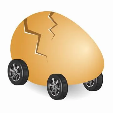 Cracked egg on wheels Stock Illustration
