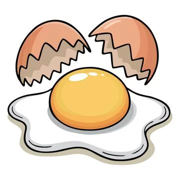 Cracked Egg with Yolk and Shell Cartoon Vector Illustration Illustrazione stock