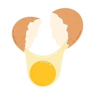 Cracked egg with yolk. Flat vector illustration Stock Illustration