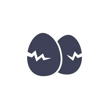 Cracked eggs icon on white, vector Stock Illustration