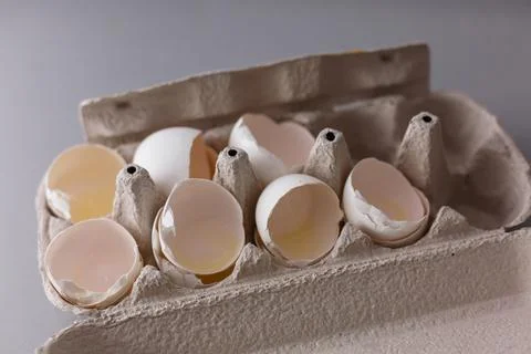 Cracked eggshell. An empty egg shell halves. Broken eggs cracked open easter Stock Photos