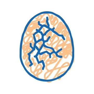 Cracked eggshell fracture icon doodle illustration Stockillustratie