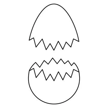 Cracked eggshell. Sketch. Two shells from a chicken egg. Stock Illustration