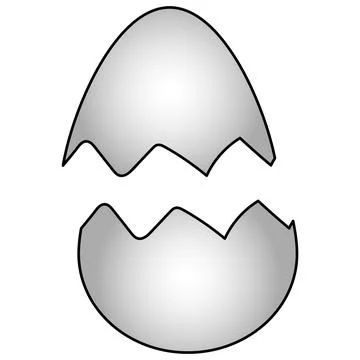Cracked eggshell. Two shells from a chicken egg. Stock Illustration