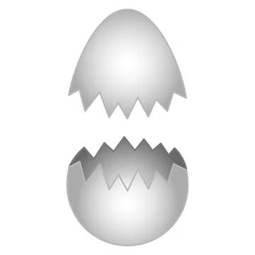 Cracked eggshell. Two shells from a chicken egg. Stock Illustration