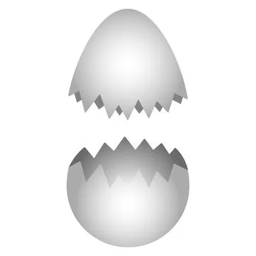 Cracked eggshell. Two shells from a chicken egg. Ilustración de archivo