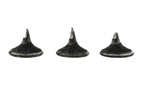 Cracked engine valve spindle made of heat-resistant steel, isolated on a whit Stock Photos