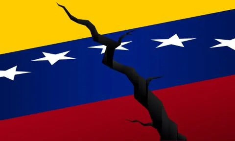 Cracked flag of Venezuela, vector template Stock Illustration
