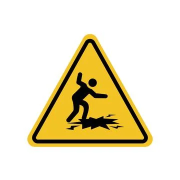 Cracked floor warning on yellow triangle sign Stock Illustration