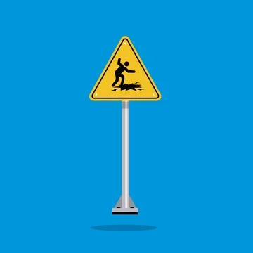 Cracked floor warning on yellow triangle sign Stock Illustration