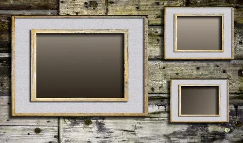 Cracked frames on discolored boards background Stock Illustration