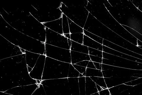 Cracked glass on a black background. template for design Stock Photos