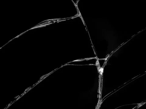 Cracked glass texture on black background Stock Photos