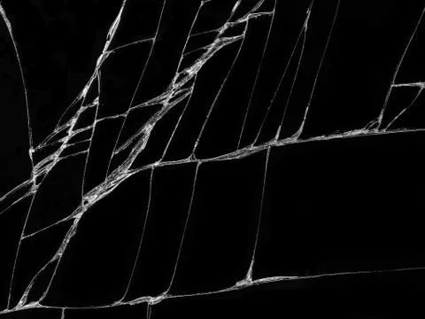 Cracked glass texture on black background Stock Photos