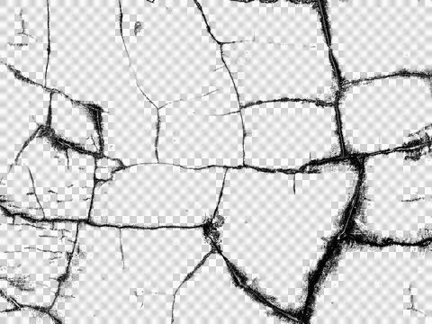 Cracked Grunge Texture Overlay with Large Fracture Pattern, Broken Surface Illustrazione stock