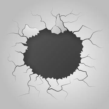 Cracked hole in the wall Illustrazione stock