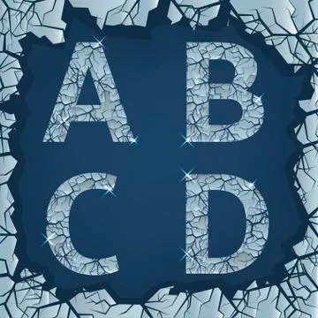 Cracked ice A B C D letters Stock Illustration