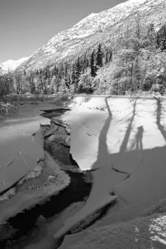 Cracked Ice with shadows Stock Photos