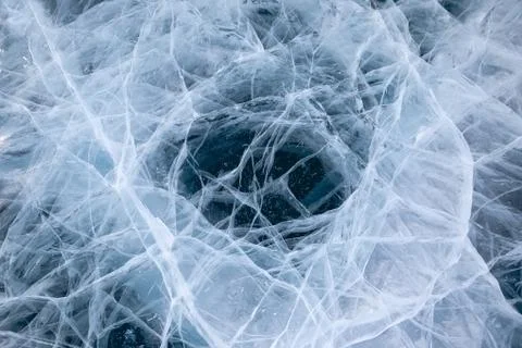 Cracked ice structure or texture in blue and white colors Stock Photos